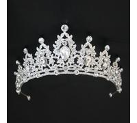 Tiara Nuziale in Lega Placcata con Strass per Sposa | Lega placcata durevole, finitura lucida a lunga durata, ideale per il grande giorno(White)
