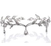 Tiara per Capelli con Strass, Nuziale Cerchietti Argento-Foglia Cristallo Cerchietti Strass Nozze Copricapo Accessori per Capelli da Sposa, per Spettacoli Matrimoni Balli di Fine Anno e Compleanni