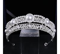 Tiara per capelli da donna color argento di lusso in cristallo corona tiara per le donne sposa regina copricapo diademi da sposa accessori per gioielli per capelli da sposa