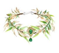 Tiara per capelli da fata, con fiori verdi rinascimentali, corone per cosplay, stile , accessorio per capelli floreale con elegante design ispirato alla natura, gioiello per donne e ragazze, 17 x
