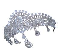 Tiara Sposa con Pietre Preziose e Cristalli, Corona Argento per Donne | Lega di Zinco, Finitura Raffinata, Uso per Quindici Anni e Teatro, Accessorio Cerimonia Elegante