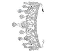 Tiara Sposa Pietre a Cuore, Lega Argento, Stile Regale | Accessori Chioma per Donne, Finitura Galvanica Ecologica, Struttura Elegante, per Festa e Compleanno