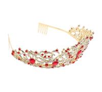 Tiara Sposa Rossa in Lega con Cristalli, Corona Nuziale Elegante | Accessorio Chioma per Donna e Sposa, Cerchietto per Festa di Compleanno e Celebrazioni Speciali
