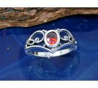 Tiara Vero Argento Anello 925 Cuore Rosso Zirconia IN Gotico Donna Diadema