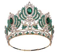Tiaras da donna con strass strass per la testa nuziale gioielli grande corona copricapo da sposa, Misura unica, Strass