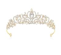 Tiaras Di Cristallo Per Donne E Ragazze Corona Da Principesse Dorata Elegante Corwn Royal Queen Gioielli Da Sposa Con Strass Idea Regalo Per Matrimonio Festa Di Danza Taglia Unica Lega