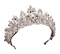 Tiaras e corone di colore dorato dei monili dei capelli di cerimonia nuziale della corona del concorso di cerimonia nuziale per il compleanno del partito, Strass