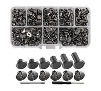 Tiardey 110 Pezzi Viti Chicago 4 5 6 8 10 12mm Viti per Rilegatura di Libri Rivetti Bottoni Chicago per Fai da Te Decorazione in Pelle Borse Artigianato Collari Cinture Libri Luce (Nero)