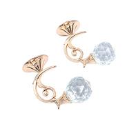 Tiardey 2 Pezzi di Cristallo Trasparente fermatenda a Parete Nappa Tenda tieback Gancio Drappeggio tiebacks Gancio Vestiti Cappotto Cappello Asciugamano Appendiabiti (Dorato)