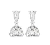 Tiardey 2 Pezzi portacandele Shabbat da 3,9 Pollici portacandele Conici,portacandele ornati per Decorare la casa centrotavola Matrimonio Ufficio - Argento