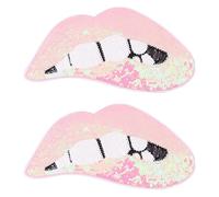 Tiardey 2 Pezzi Toppe Grandi per Bocca termoadesive o Cucite Toppe con Paillettes per Labbra Toppe Ricamate con Paillettes Labbra Toppe Punk per Abbigliamento Jeans t-Shirt Applique Motivo Fai - Rosa
