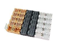 Tiardey 30Pcs SMD SMT Resistore Condensatore Box Organizer,Contenitore Organizzatore Staccabile ABS Trasparente per La Conservazione di Gioielli di Componenti Elettronici - Bianco Giallo Nero