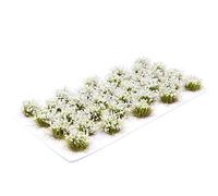 Tiardey 32 Pezzi ciuffo d'erba statico 8 mm Autoadesivo Erba statica ferrovia modellazione Erba Artificiale Wargaming Modello Terreno - Bianco