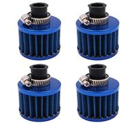 Tiardey 4Pcs 12mm Filtro dell'aria di aspirazione dell'auto Kit filtro di aspirazione dell'aria fredda universale Sfiato del coperchio di ventilazione del carter - Blu