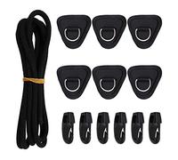 Tiardey 6Pcs Triangolo Heavy Duty SUP Bungee Deck Rigging Kit,per Stand Up Paddleboard Deck,PVC Gonfiabile Kayak Canoa Deck - Nero