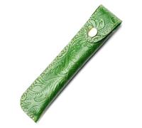 Tiardey Custodia per Penna in Vera Pelle, Custodia Protettiva per Penna stilografica e Penna a Sfera, Intaglio Fatto a Mano, con Bottone in Metallo, Custodia Verde Portatile per Penna Stilo e Touch