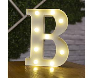 Tiardey Lettere luci LED a Forma di Simbolo, lampade da Tavolo con tendone in plastica Alfabeto, Parole illuminanti, Festa di Compleanno di Nozze Tutti i Giorni casa Appeso a Parete Decor-B