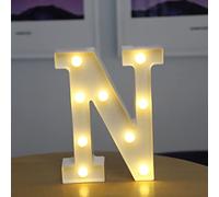 Tiardey Lettere Luminose a Forma di Simbolo a LED, lampade da Tavolo con tendone in plastica con Alfabeto,Festa di Compleanno per Matrimoni Tutti i Giorni Decorazioni da Appendere a Parete a casa-N