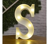 Tiardey Lettere Luminose a Forma di Simbolo a LED, lampade da Tavolo con tendone in plastica con Alfabeto, Festa di Compleanno di Nozze Tutti i Giorni a casa Appeso a Parete Decor-S