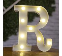 Tiardey Lettere Luminose a Forma di Simbolo a LED, lampade da Tavolo con tendone in plastica con Alfabeto,Festa di Compleanno per Matrimoni Tutti i Giorni a casa Appeso a Parete Decor-R