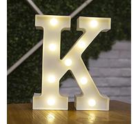 Tiardey Lettere Luminose a Forma di Simbolo a LED, lampade da Tavolo con tendone in plastica con Alfabeto,Festa di Compleanno per Matrimoni Tutti i Giorni a casa Appeso a Parete Decor-K