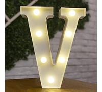 Tiardey Lettere Luminose a Forma di Simbolo a LED, lampade da Tavolo con tendone in plastica con Alfabeto, Festa di Compleanno per Matrimoni Tutti i Giorni a casa Appeso a Parete Decor-V