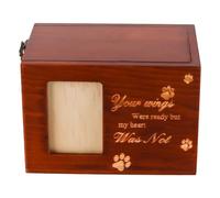 Tiardey Piccole Urne per Ceneri Legno Naturale Scatola Commemorativa per Animali Domestici Ricordo Bara Urna per Animali con Cornice Foto Porta Ceneri per Cane Gatto Ricordo Colore Legno