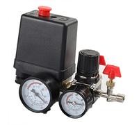 Tiardey Pressostato Valvola di Controllo del compressore d'Aria 90-120PSI + regolatore di Pressione,valvola di Uscita Quadrata a Quattro Fori del compressore d'Aria Valvola di Sicurezza a 2 Punti