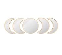 Tiardey Set di 5 specchi con fasi lunari, decorazione da parete per camera da letto, decorazione da parete scandinava naturale bohémien, specchio decorativo per la casa con fasi lunari