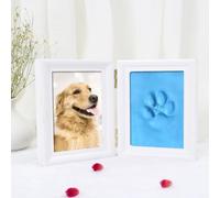 Tiardey Set Impronte di Zampe di Cane e Gatto, Cornice per Foto in Legno, Calco in Gesso 3D - Scatola dei Ricordi, Cornice per Foto con Impronte di Animali Domestici e Set di Impressioni, Decorazione