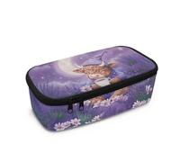 Tiasarato Astuccio di grande capacità per bambini, con cerniera, per la scuola, organizer per i compiti a casa, leggero, Highland Mucca Lavanda Viola, Portamonete