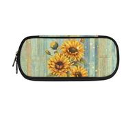 Tiasarato Astuccio estetico con stampa colibrì per le donne organizzatore portatile cancelleria matita sacchetto per la scuola ufficio, Girasole, Portamonete