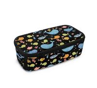 Tiasarato Astuccio per matite con lontra marina e cartoni animati di grande capacità, per bambini, materiale scolastico, leggero, organizer per compiti, Balena, Portamonete