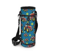 Tiasarato Borsa porta bottiglie d'acqua con trattore rosso con cinghia regolabile per bambini, leggera, ad accesso rapido, con gancio laterale, Trattore Blu Rosso, Organizer per borse
