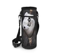 Tiasarato Borsa portabottiglie per acqua bianca, resistente ai graffi, per escursionismo, passeggiate, ciclismo, tasca ad accesso rapido, gancio laterale, Cucciolo bianco divertente, Organizer per