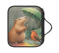 Tiasarato Capybara - Custodia per uncinetti con chiusura a cerniera, con elastico per aghi, colore: rosa fragola, Cardinale del ratto d'acqua, Organizer per borse
