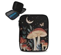 Tiasarato Custodia per uncinetto senza ganci e accessori, borsa organizer da viaggio a forma di fungo con cerniera, Fungo Luna Asetetico, Organizer per borse