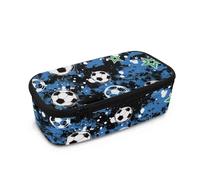 Tiasarato Fantastico astuccio per matite per bambini, grande capacità, con cerniera, ideale per il rientro a scuola, Calcio Blu, Portamonete