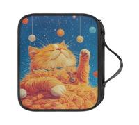 Tiasarato Gatto Floreale Uncinetto Caso Vuoto Doppio Strato di Stoccaggio per Filati Aghi Kit Principianti, Filato gatto carino, Organizer per borse
