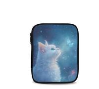 Tiasarato Organizer per uncinetti a doppio strato con cerniera, custodia compatta per accessori per filati, Gatto Farfalla, Organizer per borse
