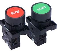 Tiass Avvio Arresto Interruttore a Pulsante Momentaneo,AC 660V 10A Rosso Segno Normalmente chiuso verde Segno Normalmente aperto(1NO 1NC) HB2-Start/Stop