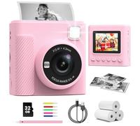 TIATUA Macchina Fotografica Bambini Istantanea, Schermo 2,4" 1080P, Rosa