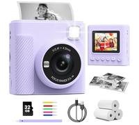 TIATUA Macchina Fotografica Bambini Istantanea, Schermo 2,4" 1080P, Viola