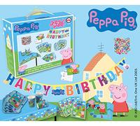 TIB Heyne 19850 - Valigetta per feste Peppa Pig, 47 pezzi, stoviglie e decorazioni, compleanno per bambini