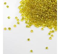 Tibaoffy Giallo trasparente con rivestimento in argento Perline Dimensione 6/0 Perle di Vetro del Seme dei Mestieri 4 mm per la Fabbricazione dei Gioielli (Totale Circa 100g Circa 1200 Grani )