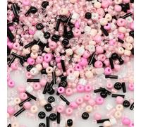 Tibaoffy Misto Rosa Nero Perline Dimensione 6/0 Perle di Vetro del Seme dei Mestieri 4 mm per la Fabbricazione dei Gioielli (Totale Circa 100g Circa 1200 Grani )