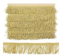 Tibaoffy Nastro in pizzo con frange e nappe, lunghezza 9,1 m di larghezza, 45 mm, color oro, per fai da te, artigianato e cucito (oro)