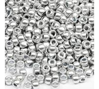 Tibaoffy Perline argentate da 6 x 9 mm, perline pony, circa 1000 pezzi