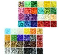 Tibaoffy Perline di vetro da 4 mm, per realizzare gioielli (48 set multicolore assortiti, per un totale di circa 14400 pezzi)