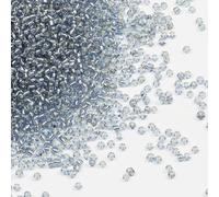 Tibaoffy Perline in vetro trasparente grigio chiaro con rivestimento argentato, misura 8/0, 3 mm, per la creazione di gioielli (totale circa 100 g, circa 3600 pezzi)